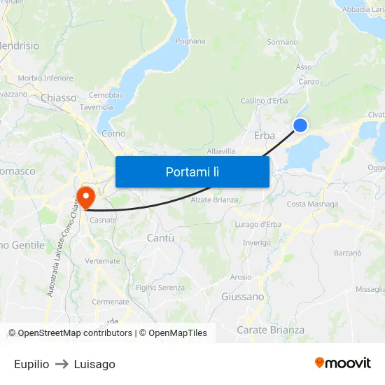Eupilio to Luisago map