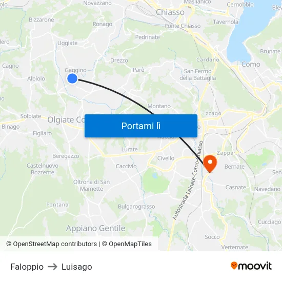 Faloppio to Luisago map