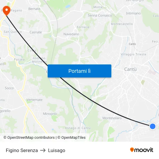Figino Serenza to Luisago map
