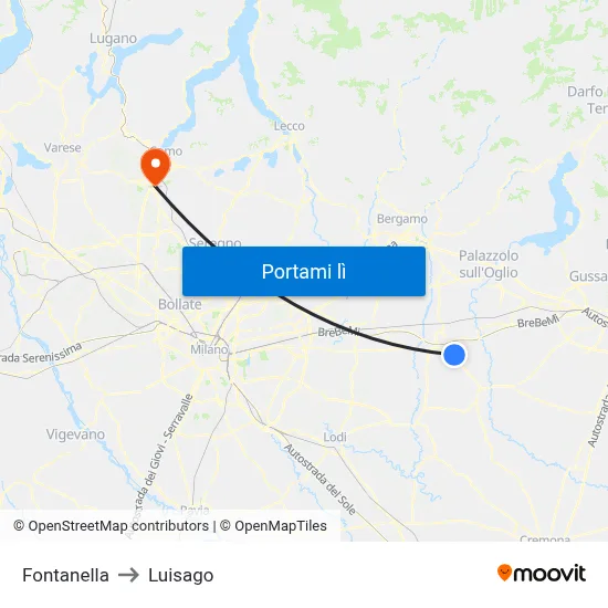 Fontanella to Luisago map