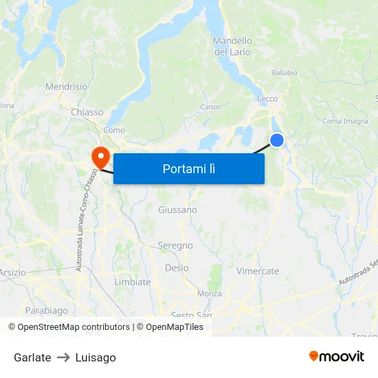 Garlate to Luisago map