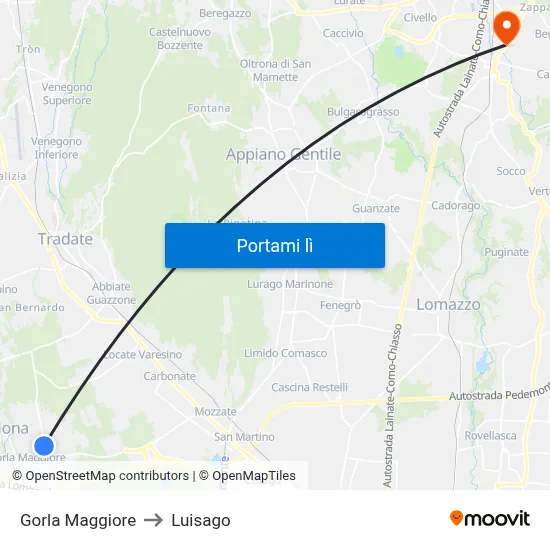 Gorla Maggiore to Luisago map
