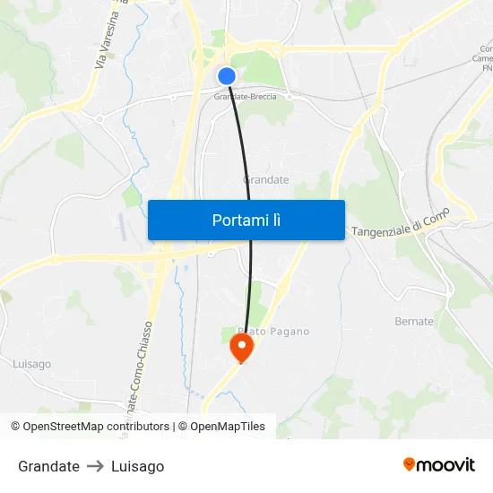 Grandate to Luisago map