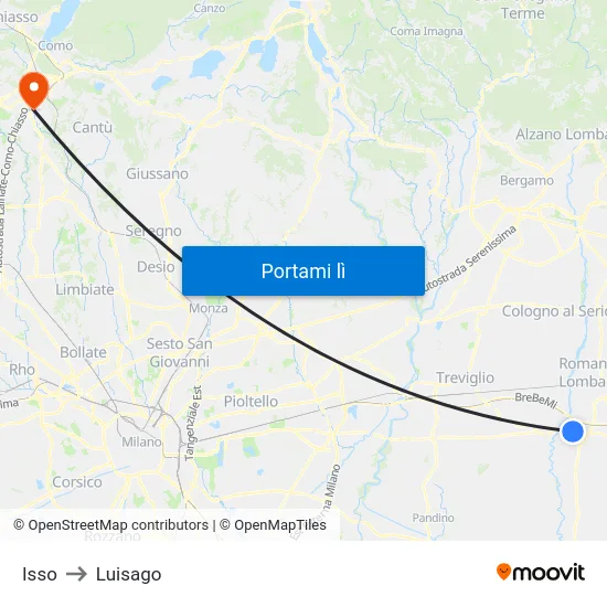 Isso to Luisago map
