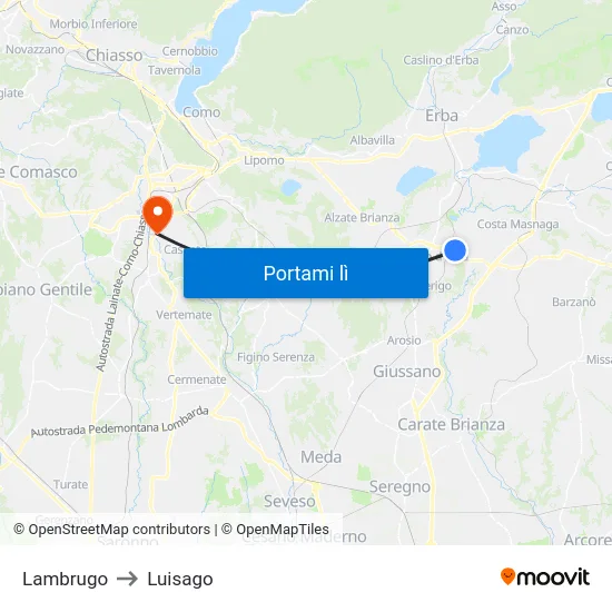 Lambrugo to Luisago map