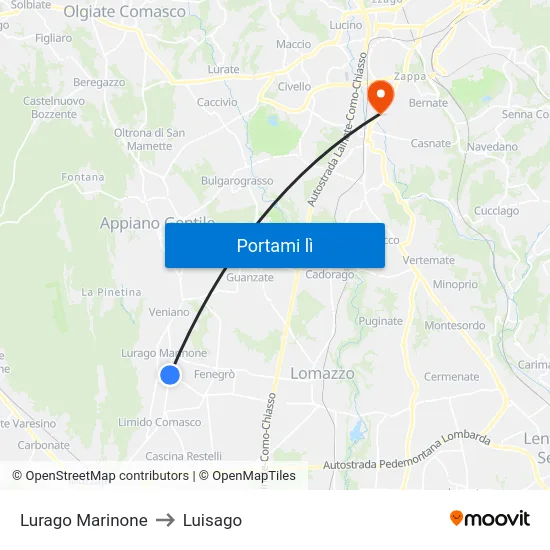 Lurago Marinone to Luisago map