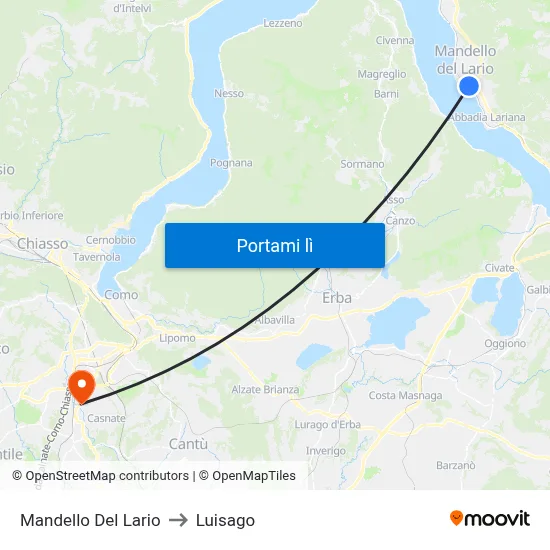 Mandello Del Lario to Luisago map