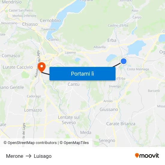 Merone to Luisago map