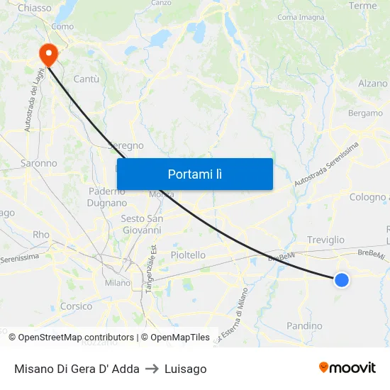 Misano Di Gera D' Adda to Luisago map