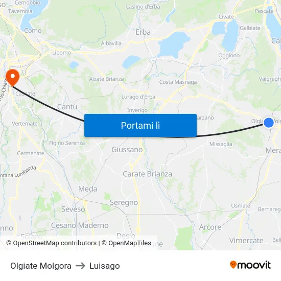 Olgiate Molgora to Luisago map