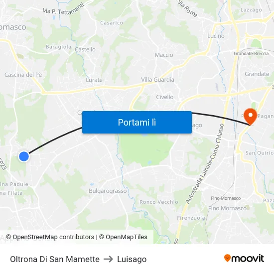 Oltrona Di San Mamette to Luisago map