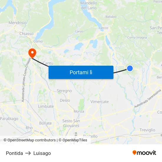 Pontida to Luisago map