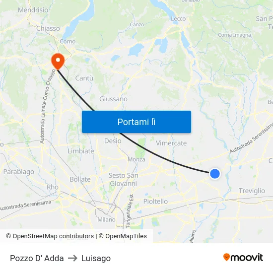 Pozzo D' Adda to Luisago map