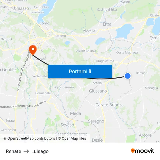 Renate to Luisago map