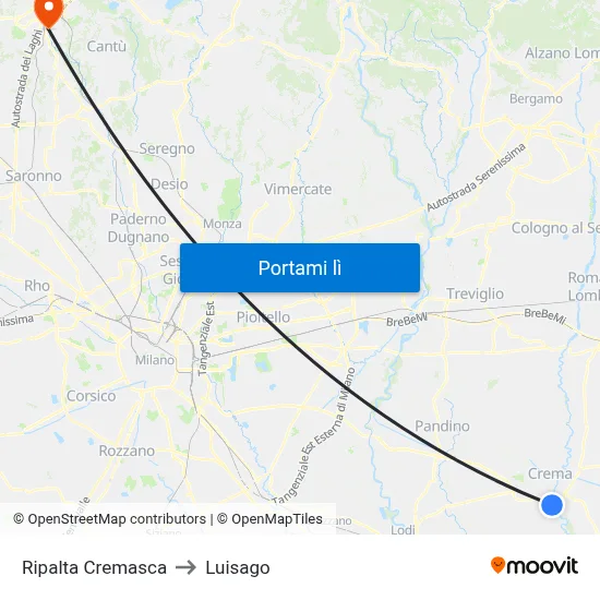 Ripalta Cremasca to Luisago map