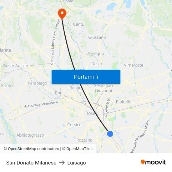 San Donato Milanese to Luisago map