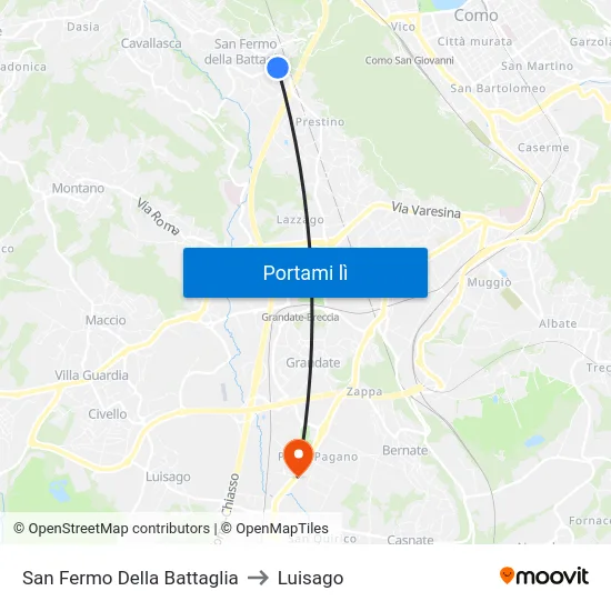 San Fermo Della Battaglia to Luisago map