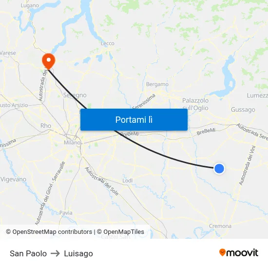 San Paolo to Luisago map
