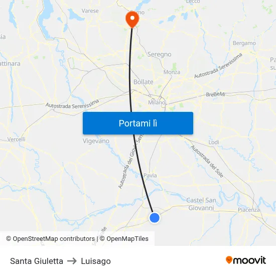 Santa Giuletta to Luisago map