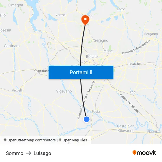 Sommo to Luisago map