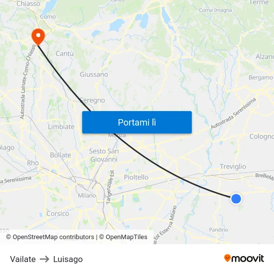 Vailate to Luisago map