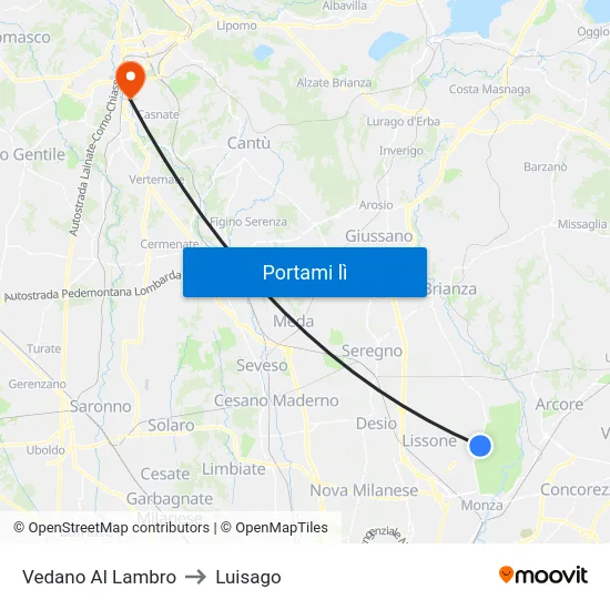 Vedano Al Lambro to Luisago map