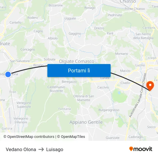 Vedano Olona to Luisago map