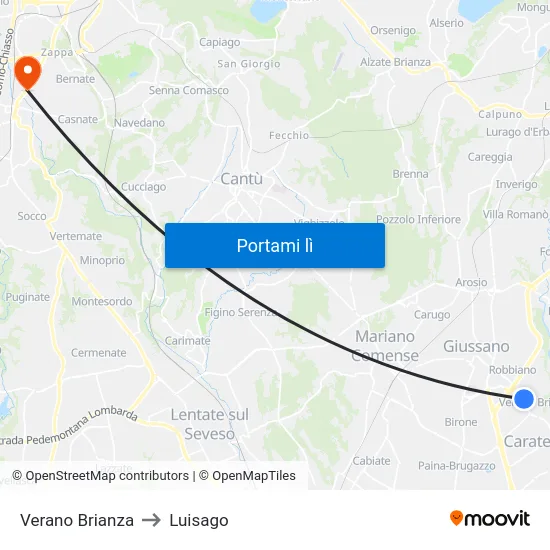 Verano Brianza to Luisago map