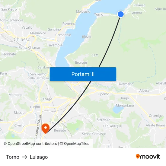 Torno to Luisago map