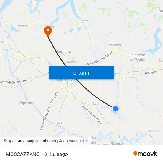 MOSCAZZANO to Luisago map