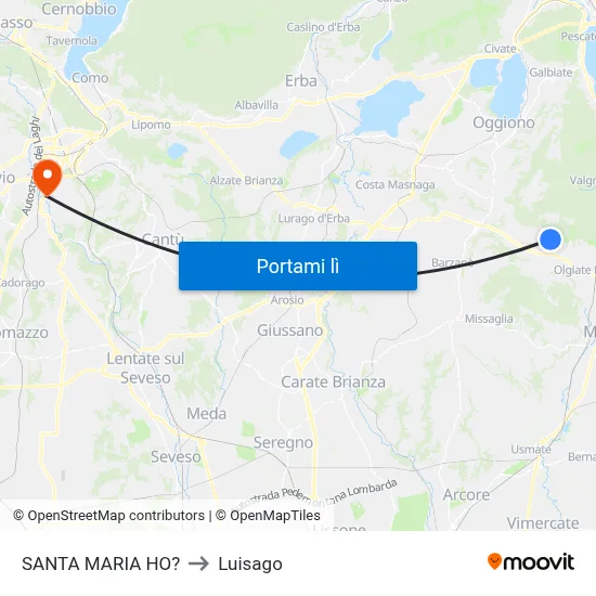 SANTA MARIA HO? to Luisago map