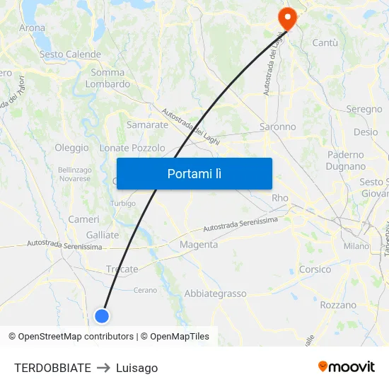 TERDOBBIATE to Luisago map