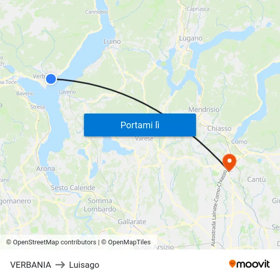 VERBANIA to Luisago map