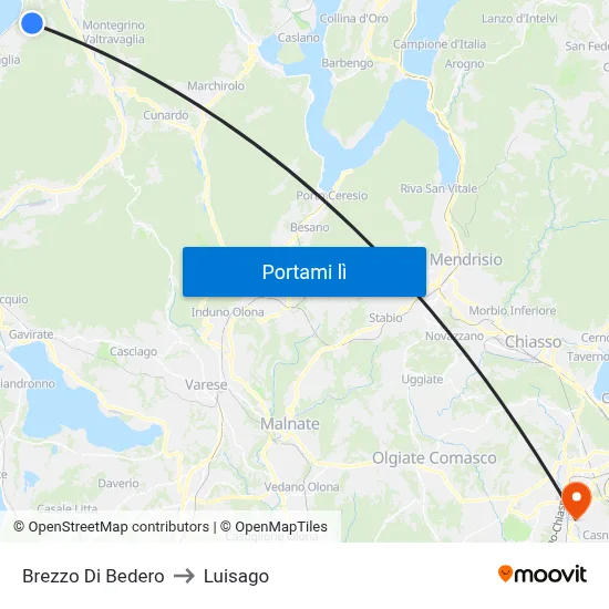 Brezzo Di Bedero to Luisago map