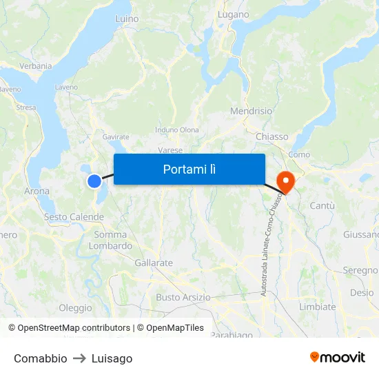 Comabbio to Luisago map