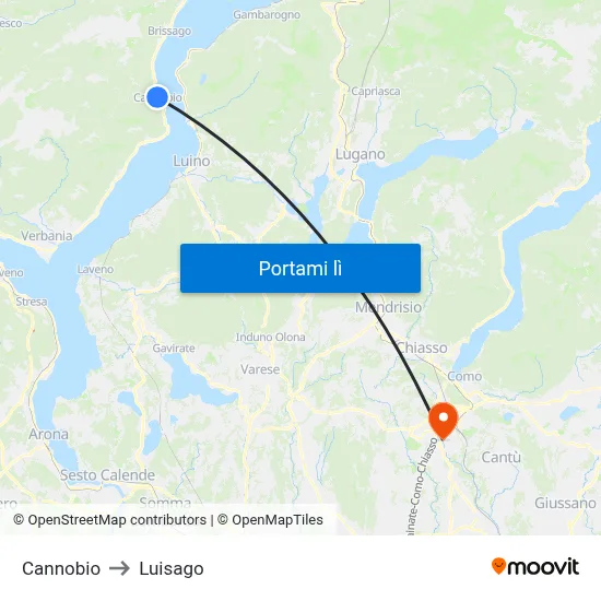 Cannobio to Luisago map