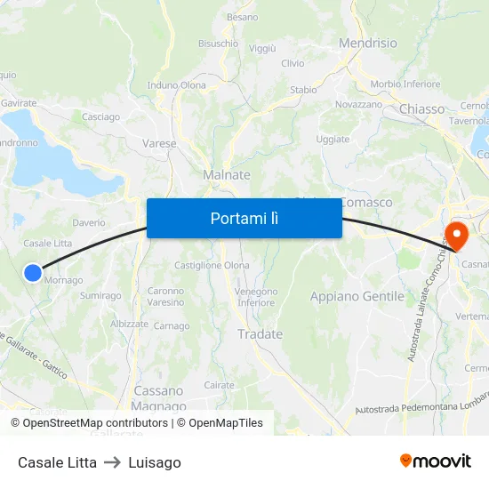 Casale Litta to Luisago map