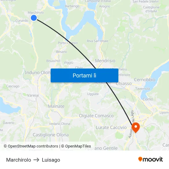 Marchirolo to Luisago map