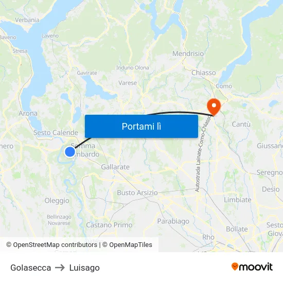 Golasecca to Luisago map