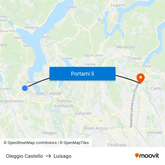 Oleggio Castello to Luisago map