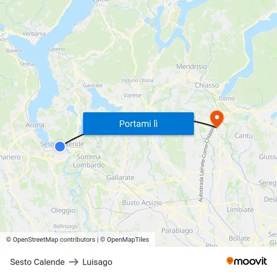 Sesto Calende to Luisago map