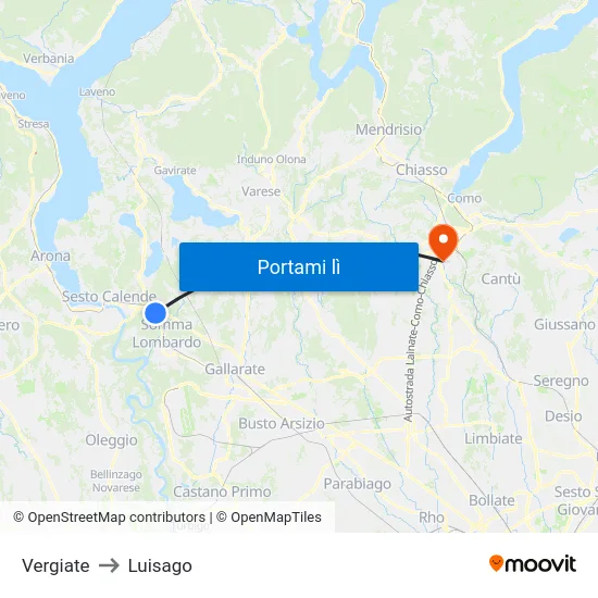 Vergiate to Luisago map