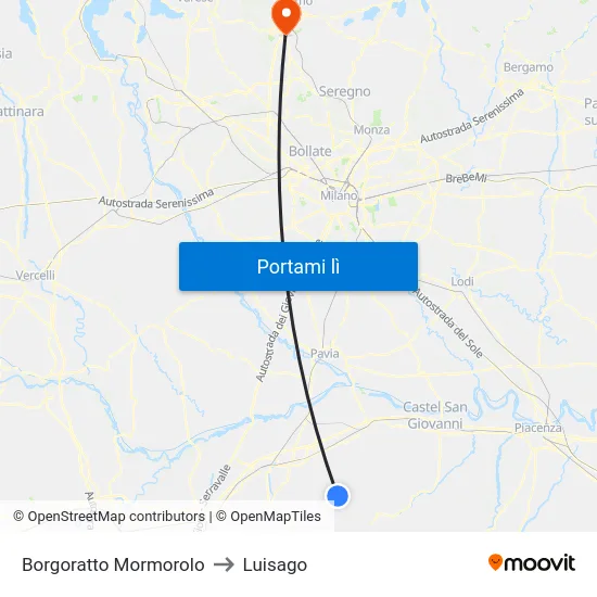 Borgoratto Mormorolo to Luisago map