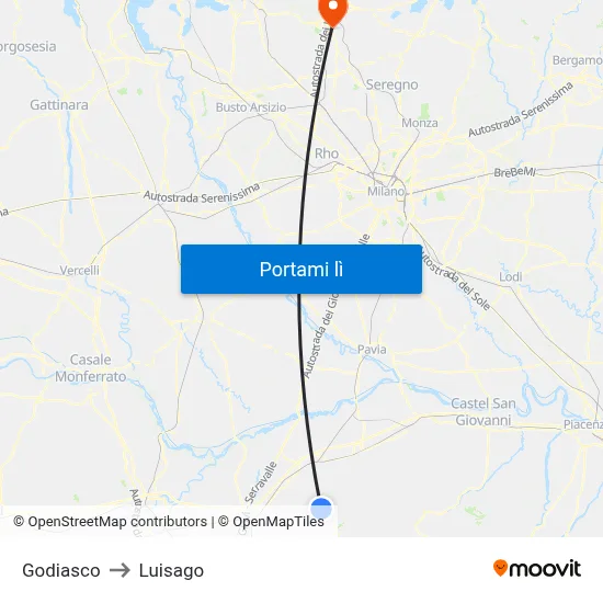 Godiasco to Luisago map