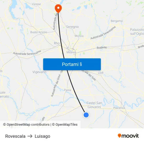 Rovescala to Luisago map