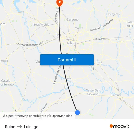 Ruino to Luisago map