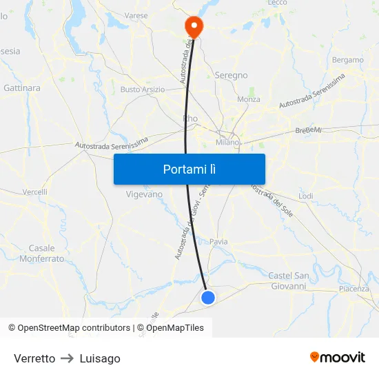 Verretto to Luisago map