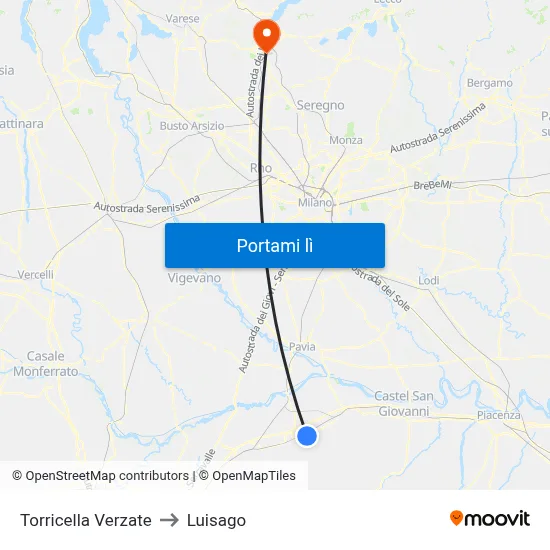 Torricella Verzate to Luisago map