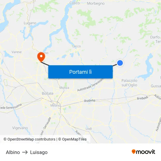 Albino to Luisago map