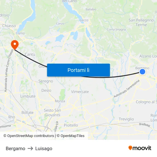 Bergamo to Luisago map